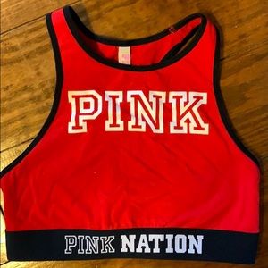 PINK high neck sports bra